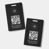 Digitale schwarze QR-Event-Identitätsgestaltung Ausweis (Vorder- & Rückseite)