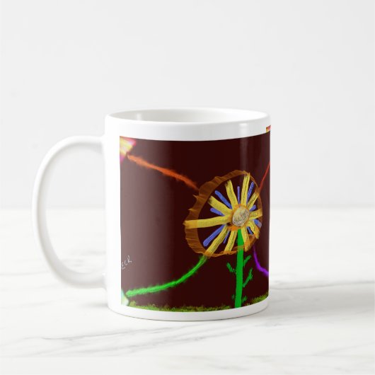 Digitale Sonnenblume Impressionistische Kunst Tass Kaffeetasse (Links)