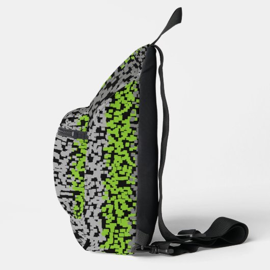 Digitale Streifen in grün, grau und schwarz Crossbody Bag (Rechts)
