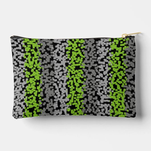 Digitale Streifen in grün, grau und schwarz Zubehörtasche (Rückseite)