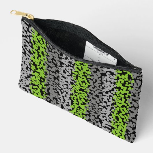 Digitale Streifen in grün, grau und schwarz Zubehörtasche (Offen)