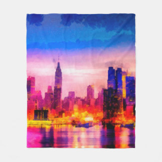 Digitale Struktur der Malerei. Nachtstädte Fleecedecke