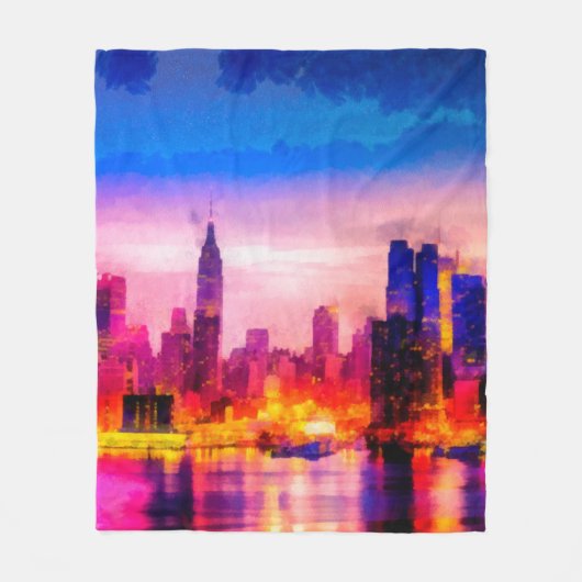 Digitale Struktur der Malerei. Nachtstädte Fleecedecke (Vorderseite)