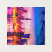 Digitale Struktur der Malerei. Nachtstädte Wandteppich (Vorderseite (Horizontal))