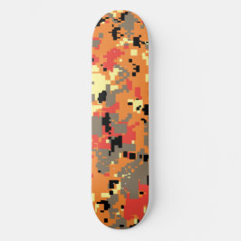 Digitale Tarnung – Orange-Rotes LG-Tarnmuster Skateboard