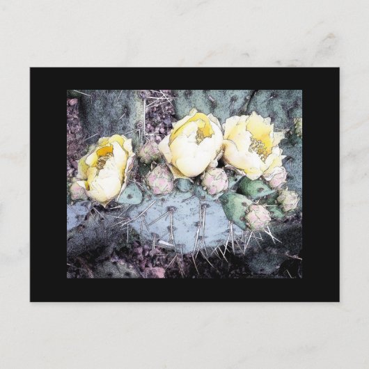 Digitale Tintenaufnahme der Cactus Blume Postkarte (Vorderseite)