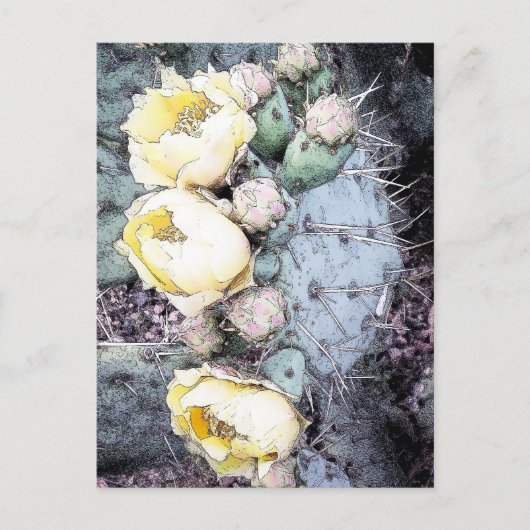 Digitale Tintenaufnahme der Cactus Blume Postkarte (Vorderseite)