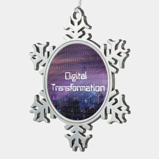 Digitale Transformation für Unternehmen Schneeflocken Zinn-Ornament (Rechts)