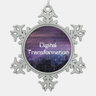 Digitale Transformation für Unternehmen Schneeflocken Zinn-Ornament