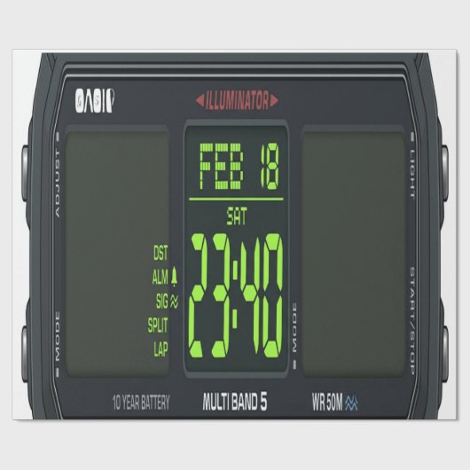 Digitale Uhr-Geschenkpapier Geschenkpapier (Flach)