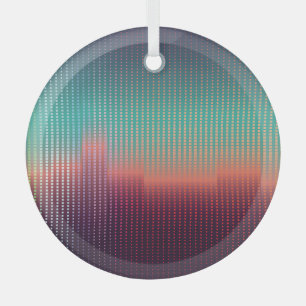 Digitale urbane Landschaft, farbenfrohe Quadrate. Ornament Aus Glas
