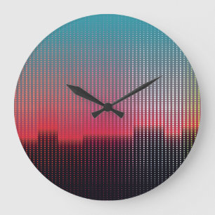 Digitale urbane Quadrate: futuristische Unschärfe. Große Wanduhr
