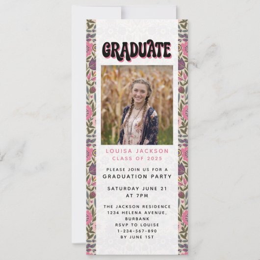 Digitale Veranstaltung zur Retro-Blumenstuhlparty Einladung (Vorderseite)