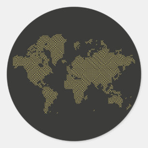 Digitale Weltkarte Runder Aufkleber