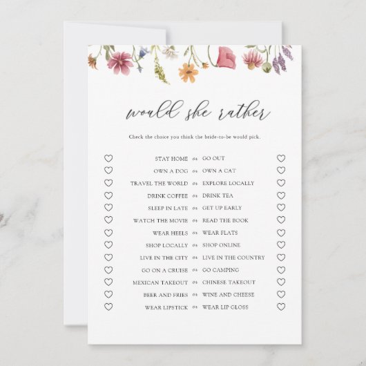 Digitale Wildblume würde sie eher Brautparty mache Einladung (Vorderseite)