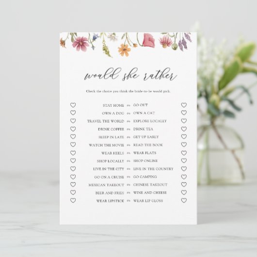 Digitale Wildblume würde sie eher Brautparty mache Einladung (Stehend Vorderseite)