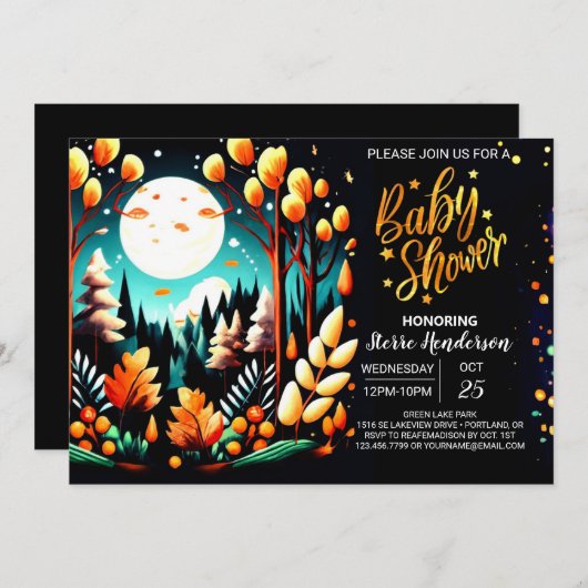 Digitale Woodland-Babydusche Einladung (Vorne/Hinten)