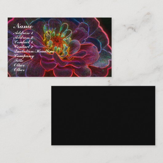 Digitale Zinnia Blume Business Card Visitenkarte (Vorne/Hinten)