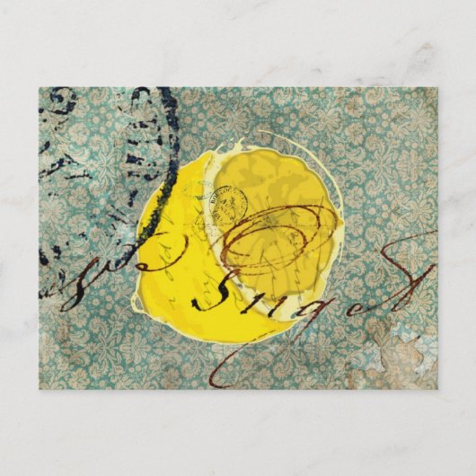 Digitale Zitronen-Kunst Postkarte (Vorderseite)