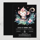 Digitaler Affen Geburtstag Einladung (Vorne/Hinten)