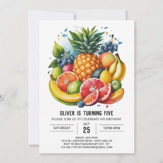 Digitaler Apple-Früchte Aquarell Geburtstag Einladung