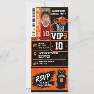 Digitaler Basketball-VIP-Ticket Geburtstag mit Fot Einladung