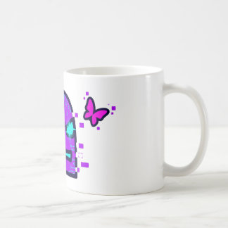 Digitaler Charakter mit Cyberpunk Neon Butterfly Kaffeetasse