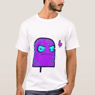 Digitaler Charakter mit Cyberpunk Neon Butterfly T-Shirt