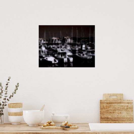 Digitaler Effekt des Stils "Eindruck" in der Nacht Poster (Küche)