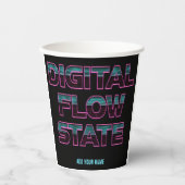 Digitaler Flow-Zustand Retro-Neon-80er-Gaming-Ästh Pappbecher (Vorderseite)