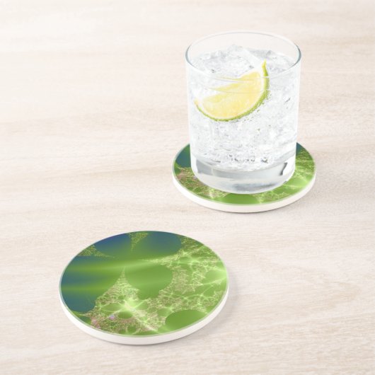 Digitaler Frost auf Grün und Blau Untersetzer (Seite)