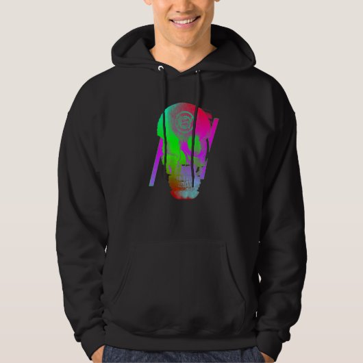 Digitaler Geisterschädel-Glitch Hoodie (Vorderseite)