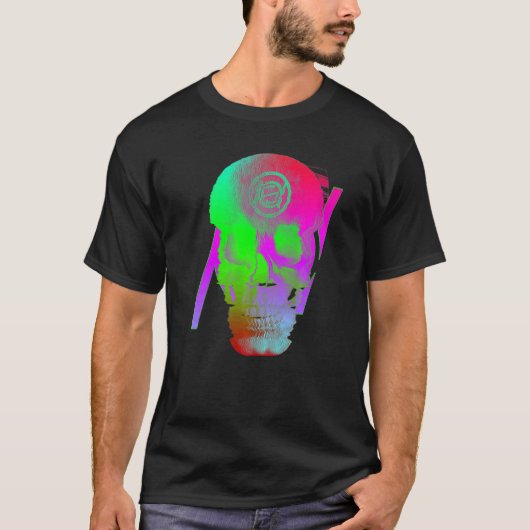 Digitaler Geisterschädel-Glitch T-Shirt (Vorderseite)