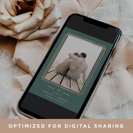 DIGITALER geometrischer Rahmen | Vertikales Foto Save The Date