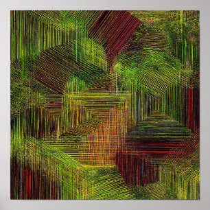 Digitaler Glitch-Geometrischer Stoffmuster Poster