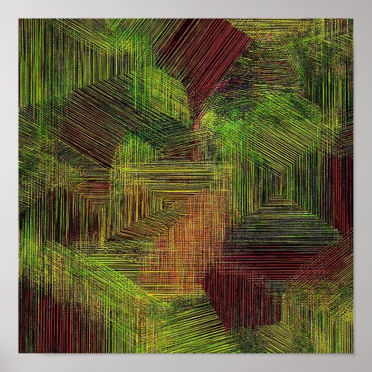 Digitaler Glitch-Geometrischer Stoffmuster Poster (Vorne)