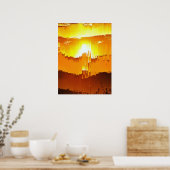 Digitaler Glitch-Sonnenuntergang-Horizont Poster (Küche)
