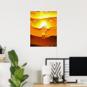 Digitaler Glitch-Sonnenuntergang-Horizont Poster (Heimbüro)
