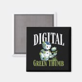 Digitaler grüner Daumen Solarpunk-Roboter Earth Da Magnet (Vorderseite/Rückseite)