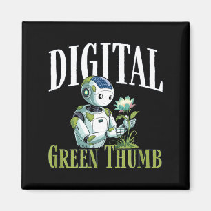 Digitaler grüner Daumen Solarpunk-Roboter Earth Da Magnet