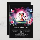 Digitaler Jungle Tiger Geburtstag Einladung (Vorne/Hinten)