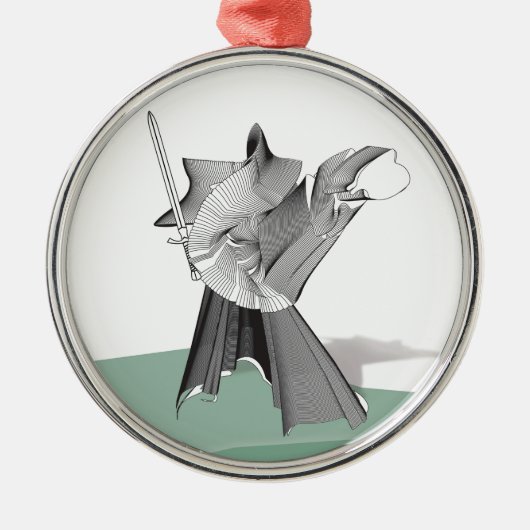 Digitaler Krieger Silbernes Ornament (Vorne)