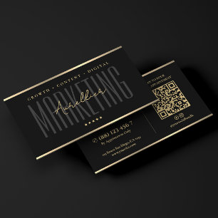 Digitaler Marketing-Experte Schwarz Faux-Gold Visitenkarte