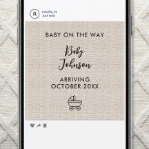 Digitaler Minimalist Linen Luxus-Baby-Neuigkeit