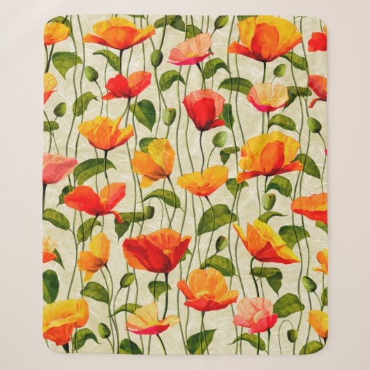 Digitaler Papiermohn Muster Sherpadecke (Vorderseite)