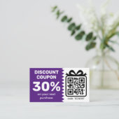 Digitaler Rabattcoupon mit dem QR-Code-Logo Lila Rabattkarte (Stehend Vorderseite)