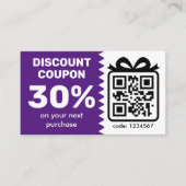 Digitaler Rabattcoupon mit dem QR-Code-Logo Lila Rabattkarte (Vorderseite)