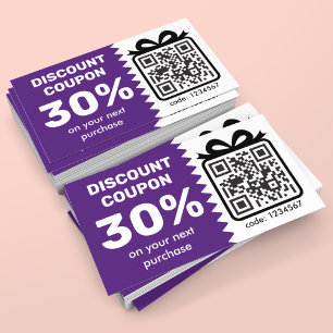 Digitaler Rabattcoupon mit dem QR-Code-Logo Lila Rabattkarte