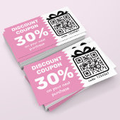 Digitaler Rabattcoupon mit QR-Code Logo rosa Rabattkarte