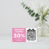 Digitaler Rabattcoupon mit QR-Code Logo rosa Rabattkarte (Stehend Vorderseite)